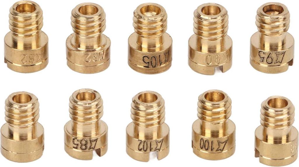 Vergaser-Hauptdüsen, für GY6 50cc 139QMB Roller/Moped, Set 10 Stück, Größen #82–105, Metall, Gold