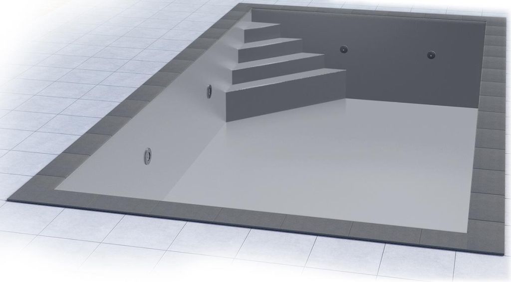 Grandliner Premium mit Ecktreppenausbildung | Oblique links | REB 800 x 400 x 150 cm | Hellgrau