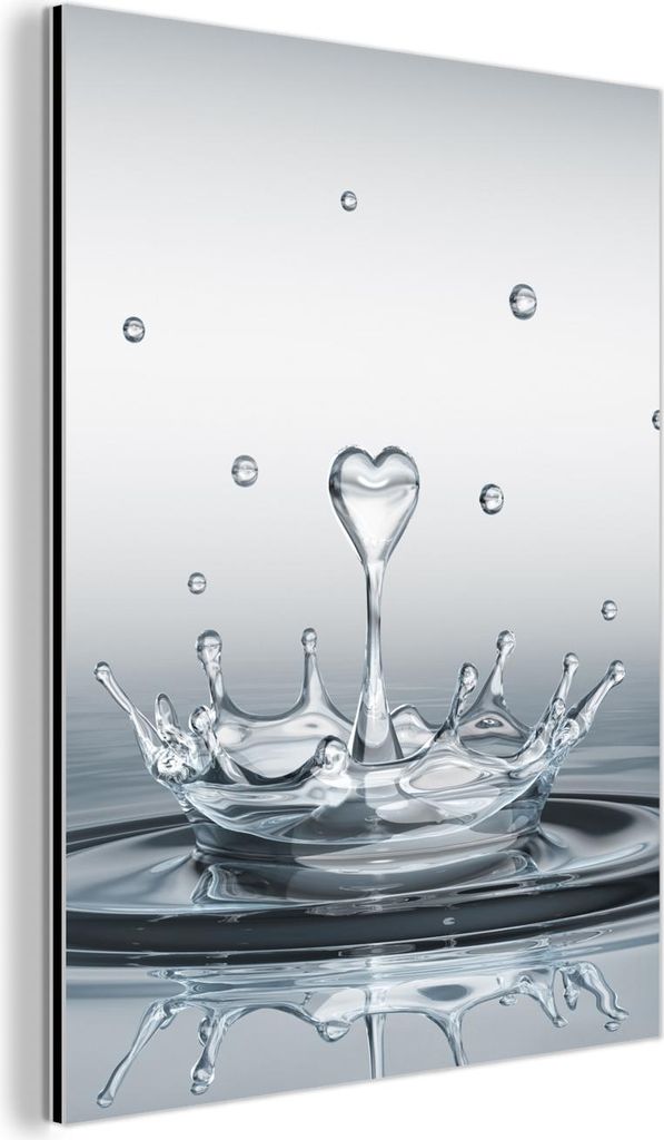 MuchoWow Wanddekoration Metall Metallbild Wandkunst 90x120 cm Abstrakt - Modern - Wasser - Herz MuchoWow Aluminium Gemälde - Industrial
