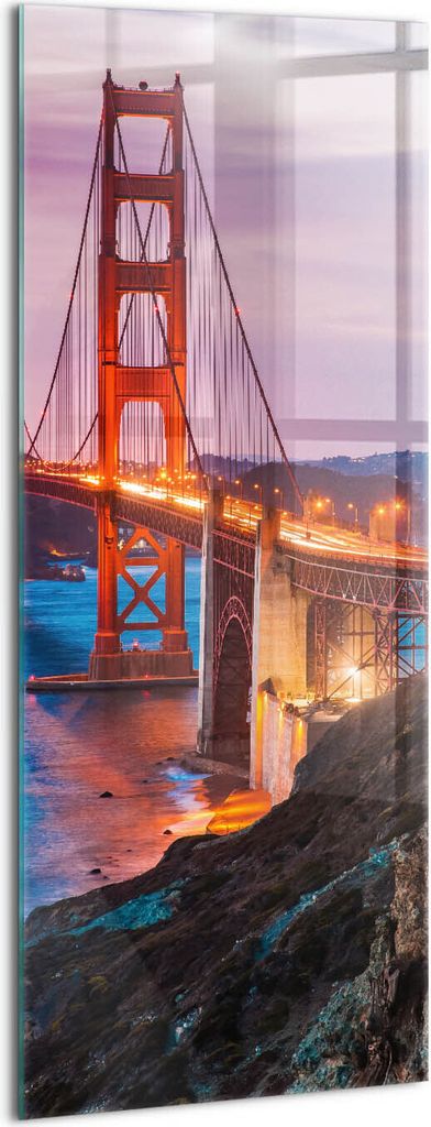 Designer Glasbild - Wandbild - Glas Bild - 50x125 cm - Golden Gate Bridge San Francisco