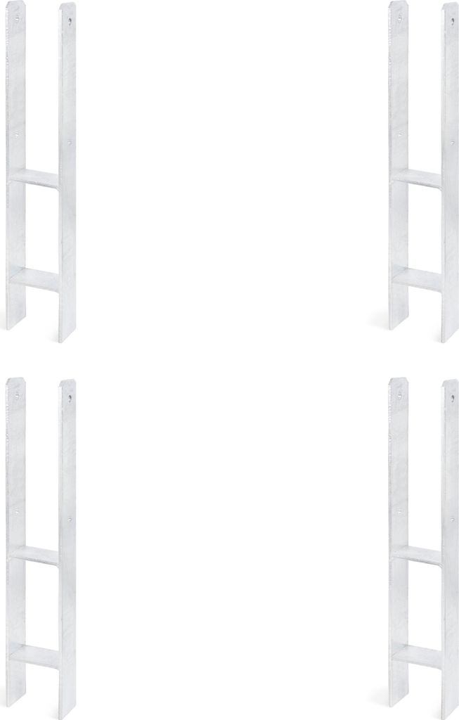 Alberts 4 x H-Pfostenträger, 91x600 mm, Materialstärke 6 mm, Tiefe 60 mm, feuerverzinkt