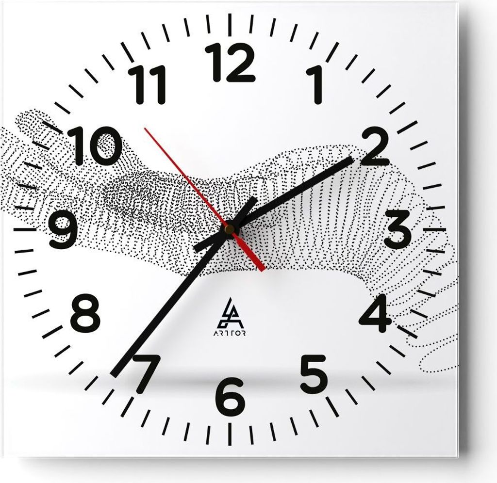 Wanduhr - Quadrat - Glasuhr - Hand Grafik weiß - 30x30cm - Schleichendes Uhrwerk - Lautlos - zum Aufhängen bereit - Dekoration Modern - Wanddekor...