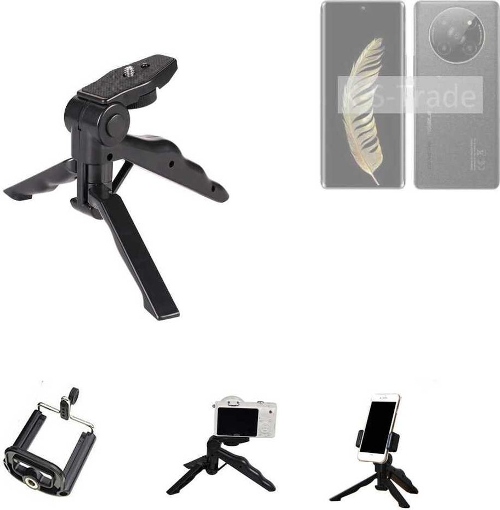 K-S-Trade Stativ Tisch-Ständer Dreibein Handy-Stativ Ständer kompatibel mit General Mobile GM Phoenix 5G Mini-Stativ Smartphone Tripod Handy-Stativ