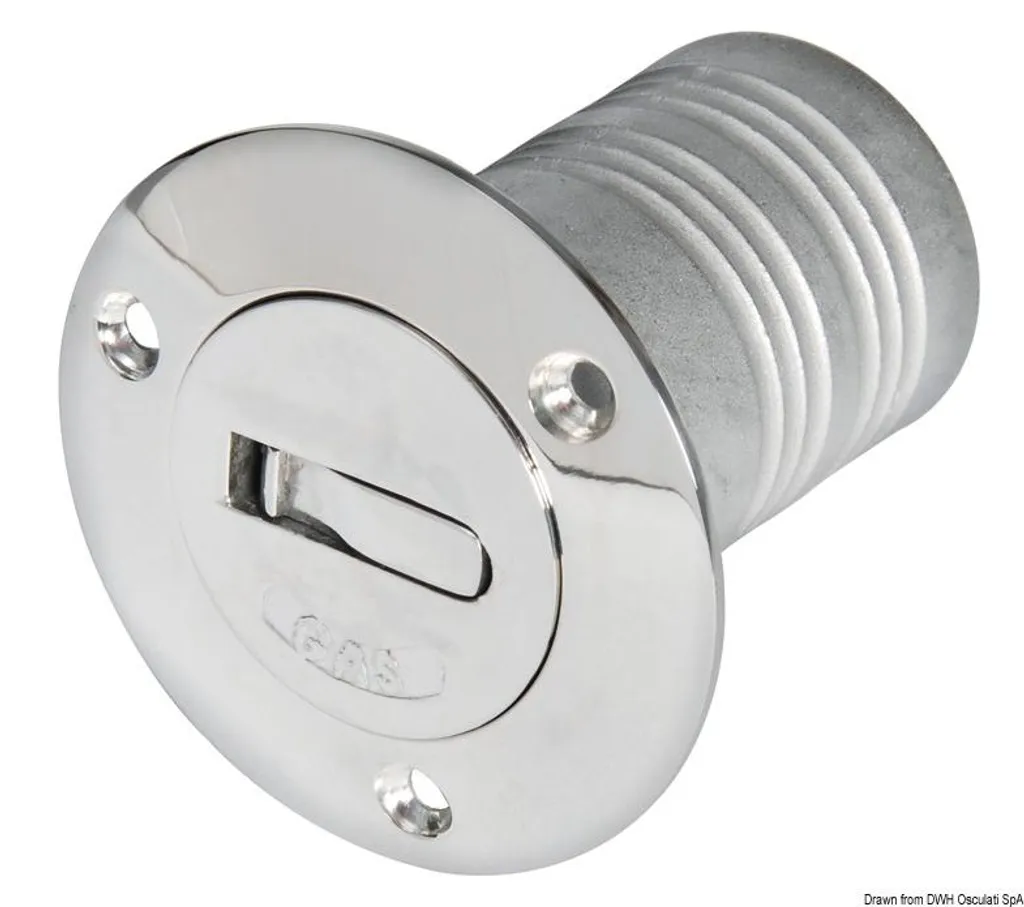 Tubulure de remplissage FUEL 50 mm en laiton chromé pour bateau