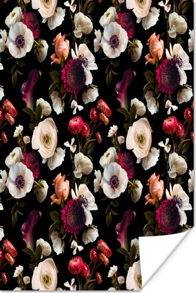 MuchoWow Poster Blumen - Licht - Collage 20x30 cm - Papierdruck