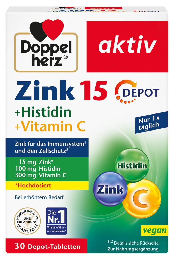 Doppelherz Zink 15 + Histidin + Vitamin C - 15 mg Zink als Produktbild 