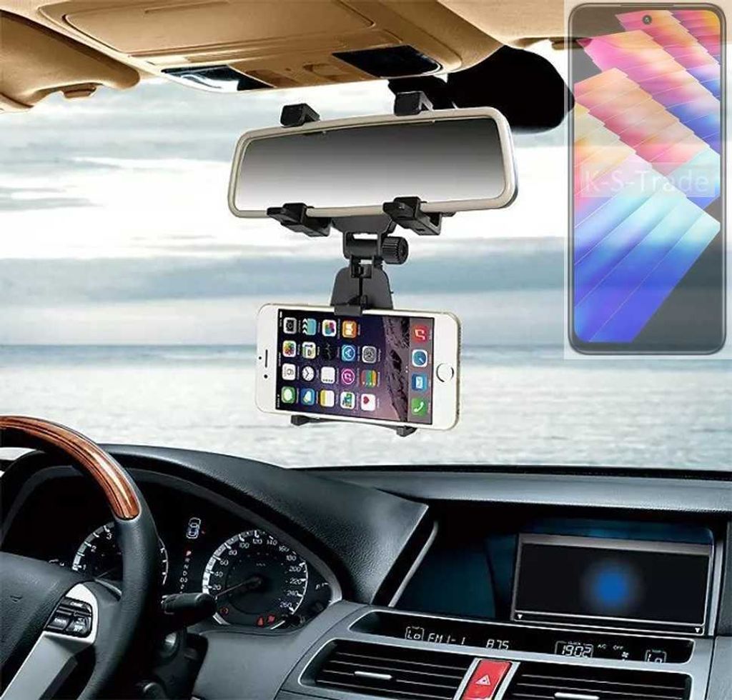 K-S-Trade Smartphone Halterung kompatibel mit Infinix Note 30 Play Rückspiegel Halterung schwarz Auto Halterung KFZ Halter