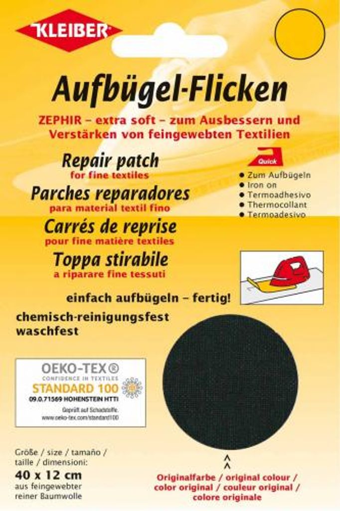 KLEIBER Zephir-Aufbügel-Flicken 400 x 120 mm schwarz Produktbild 
