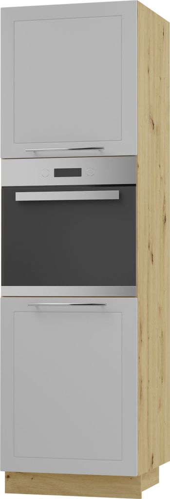 Backofenschrank KVANTUM 2-türig 60cm Korpus- & Frontfarbe wählbar (Q-D14/RU/2D),dust grey matt,eiche artisan