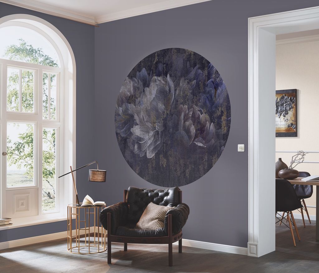 NEWROOM Tapete Blau Vliestapete Blumen - Mustertapete Floral Grau Schwarz Rosen Pfingstrosen Vintage Romantisch Blumentapete