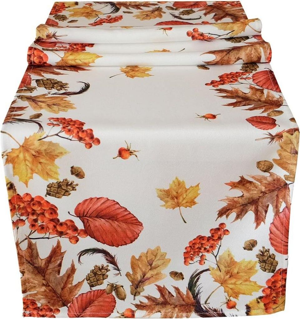 Tischläufer Druck bunt Blätter Herbstlaub 40x140 cm