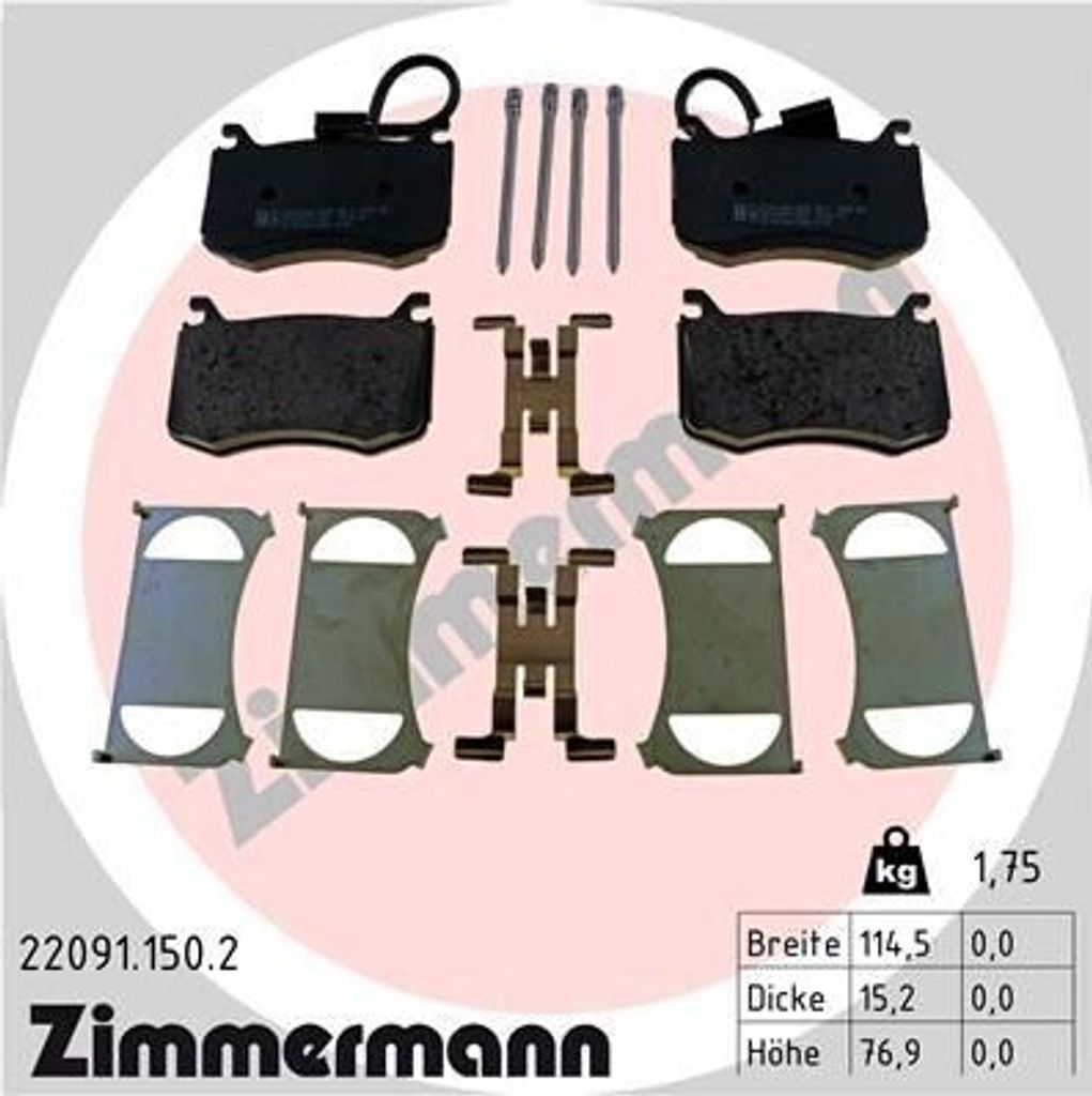 ZIMMERMANN Bremsbeläge Satz Vorne Bremsklötze für ALFA ROMEO GIULIA (952) 22091.150.2