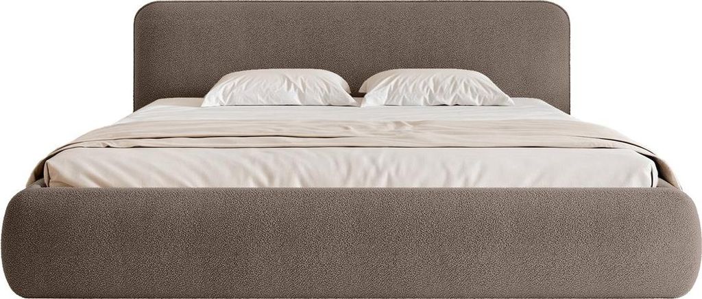FEDVE Polsterbett Herat aus Bouclé-Stoff 140x200 cm, Braun
