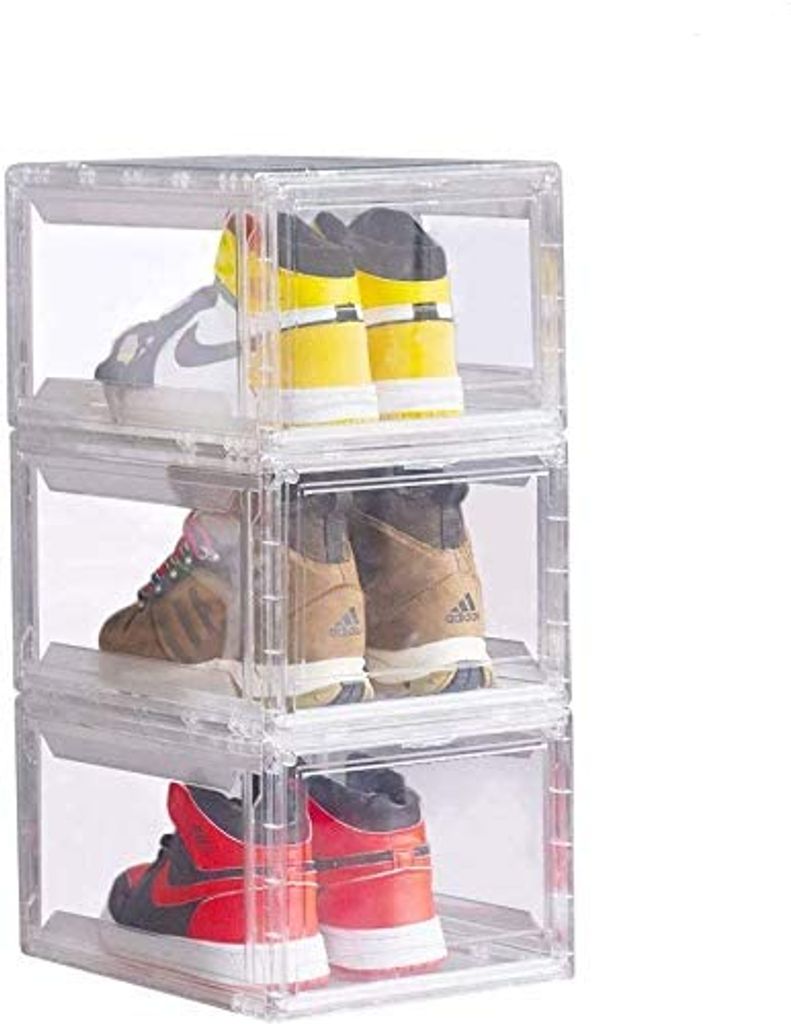 Schuhbox-Set Schuhkarton Schuhkasten Aufbewahrung Stapelbar Satz Mit 3 Boxen 