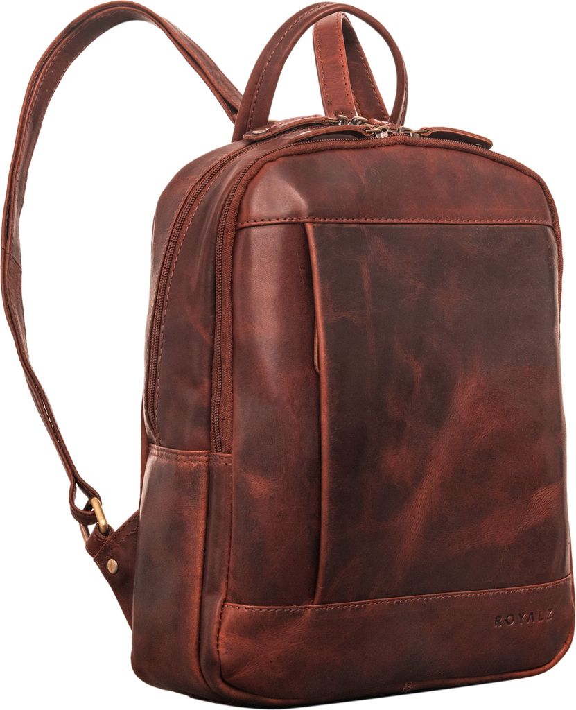 ROYALZ "Charlotte" Echtleder Rucksack Damen Cityrucksack mittel-groß - Lederrucksack ideal als Rucksackhandtasche Leder Tagesrucksack für Freizei...