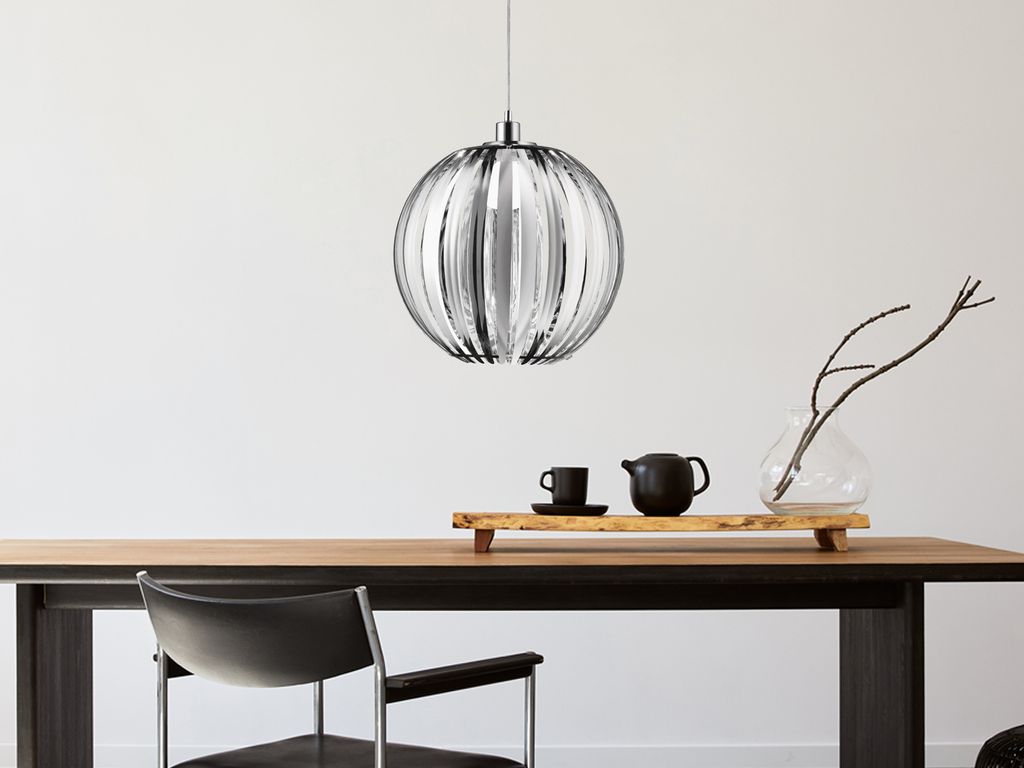 LED Kugel Pendelleuchte Ø40cm Acryl Lamellen, Esszimmerlampe hängend Wohnzimmer