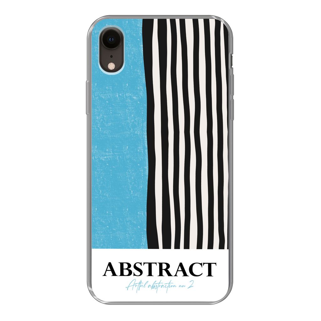MuchoWow Handyhülle Schutzhülle Hülle für iPhone XR Design - Blau - Schwarz - Weiß Silikon Softcase Handy Hülle - Schutzdeckel