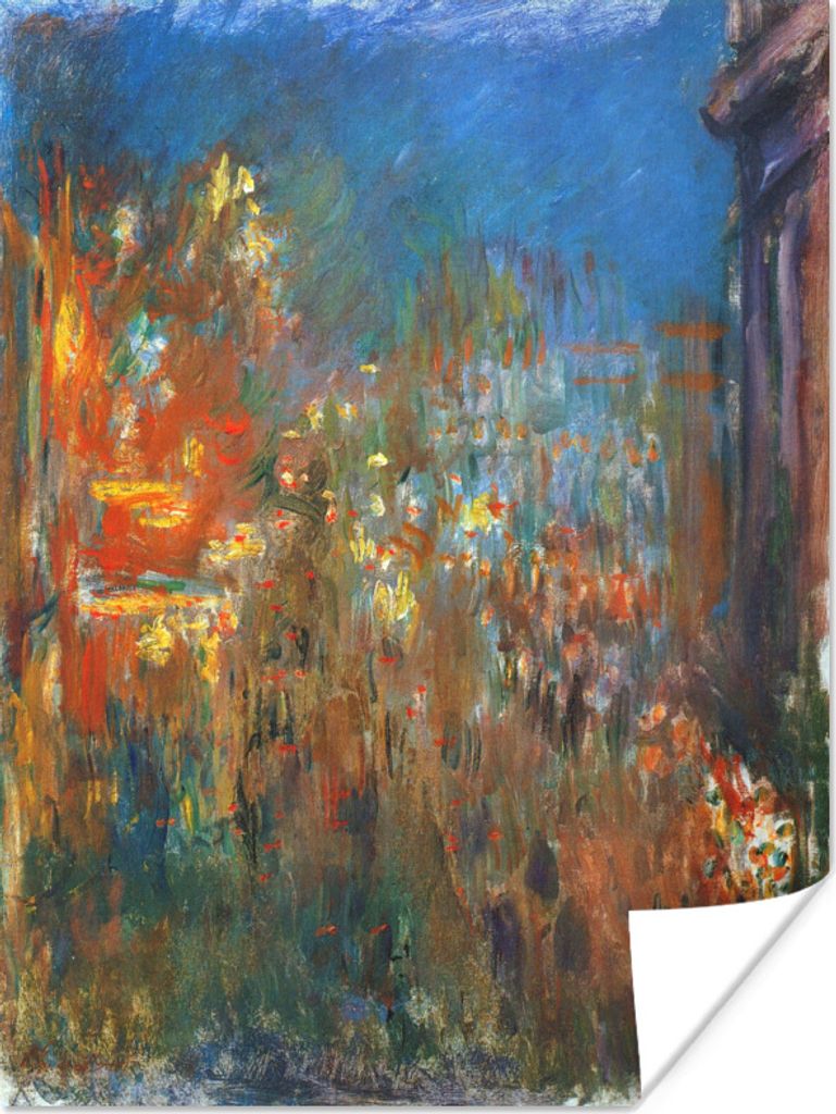 MuchoWow Poster Leicester's Square, bei Nacht - Gemälde von Claude Monet 90x120 cm - Wohnzimmer