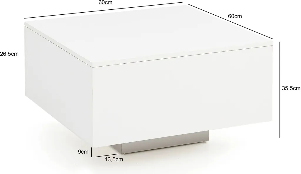 Table d'appoint cube blanche 60x60 cm en bois, finition design épuré - 2