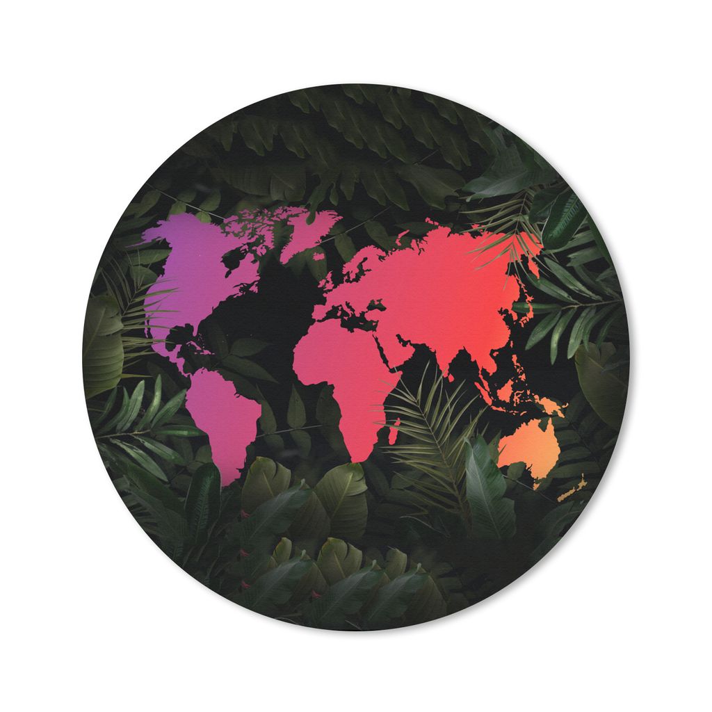 MuchoWow Mauspad Mousepad Weltkarte - Farben - Blätter 30x30 cm - Mousepads - Maus Mat - Pad - Mausunterlage - Tischunterlage - Schreibtischmatten