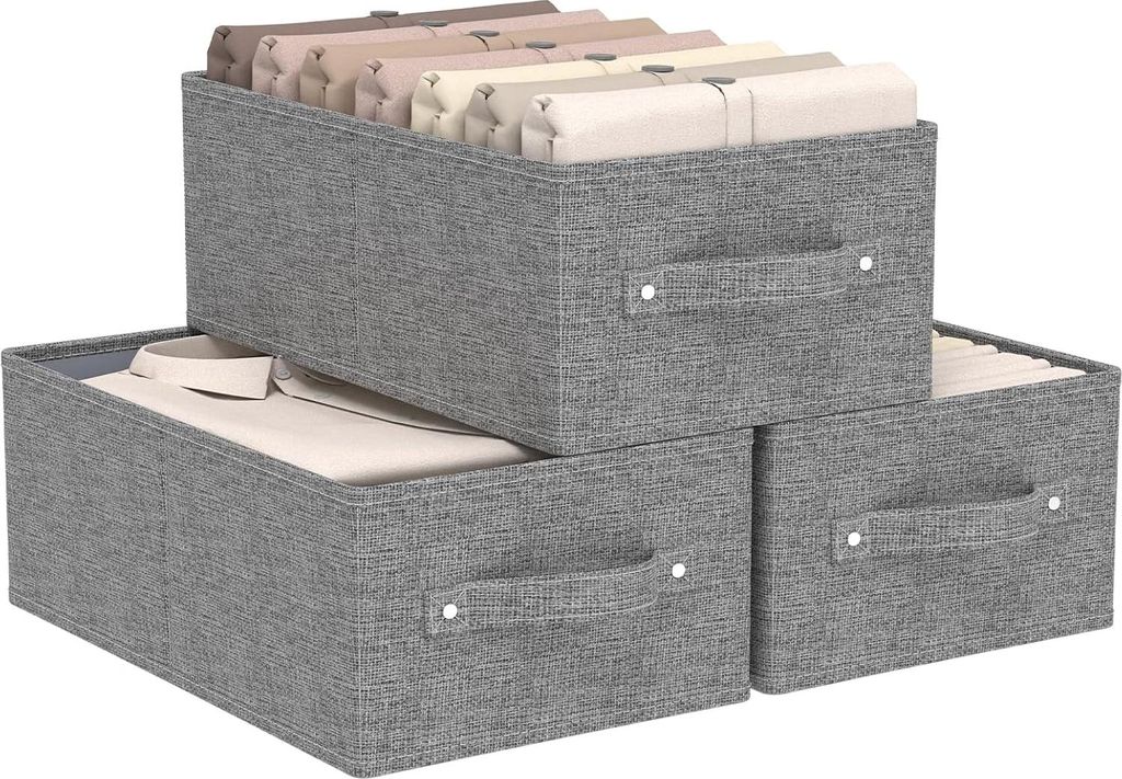 Faltbare Organizerboxen für Zuhause und Büro - 3 Stück Grau Beige - 41 x 25 x 16,5 cm