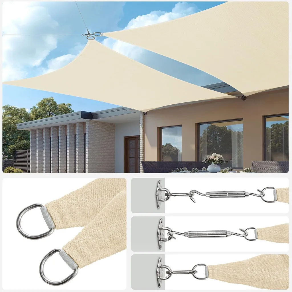 Toile d'ombrage perméable 5x5m grise pour terrasse et pergola de jardin - 5