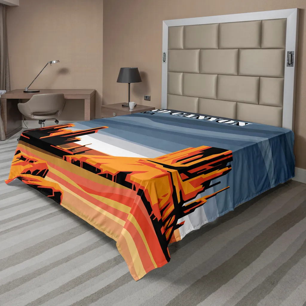 ABAKUHAUS Drap de lit Canyon Orange Bleu 244 x 205 cm Impression HD