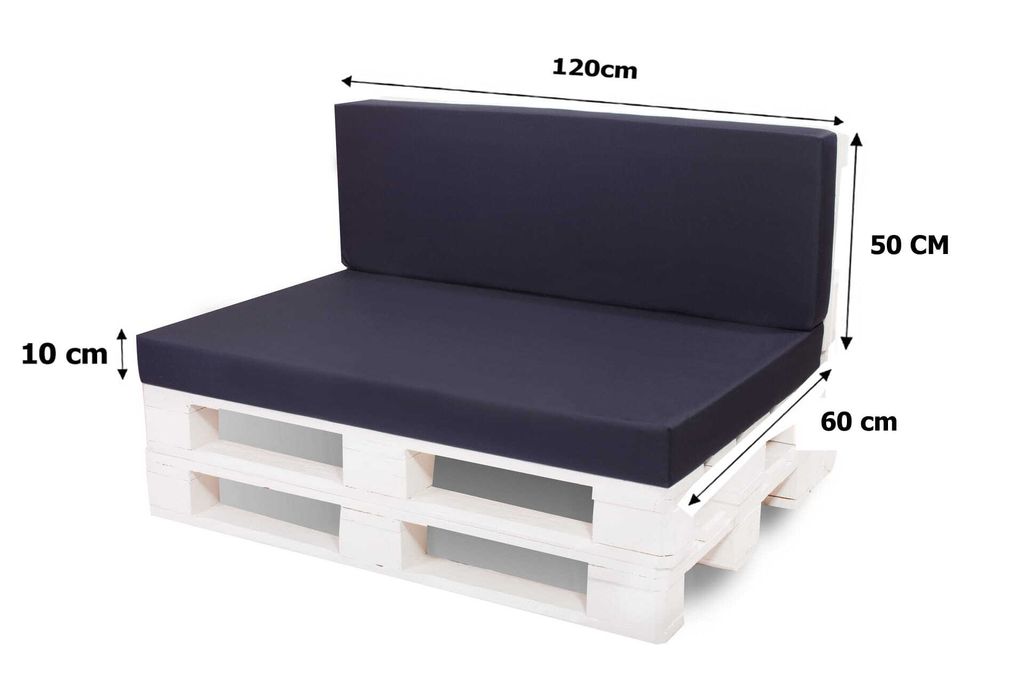 Palettenmöbel sitzkissen set Dunkelblau 120x60+Rückenkissen Produktbild 2