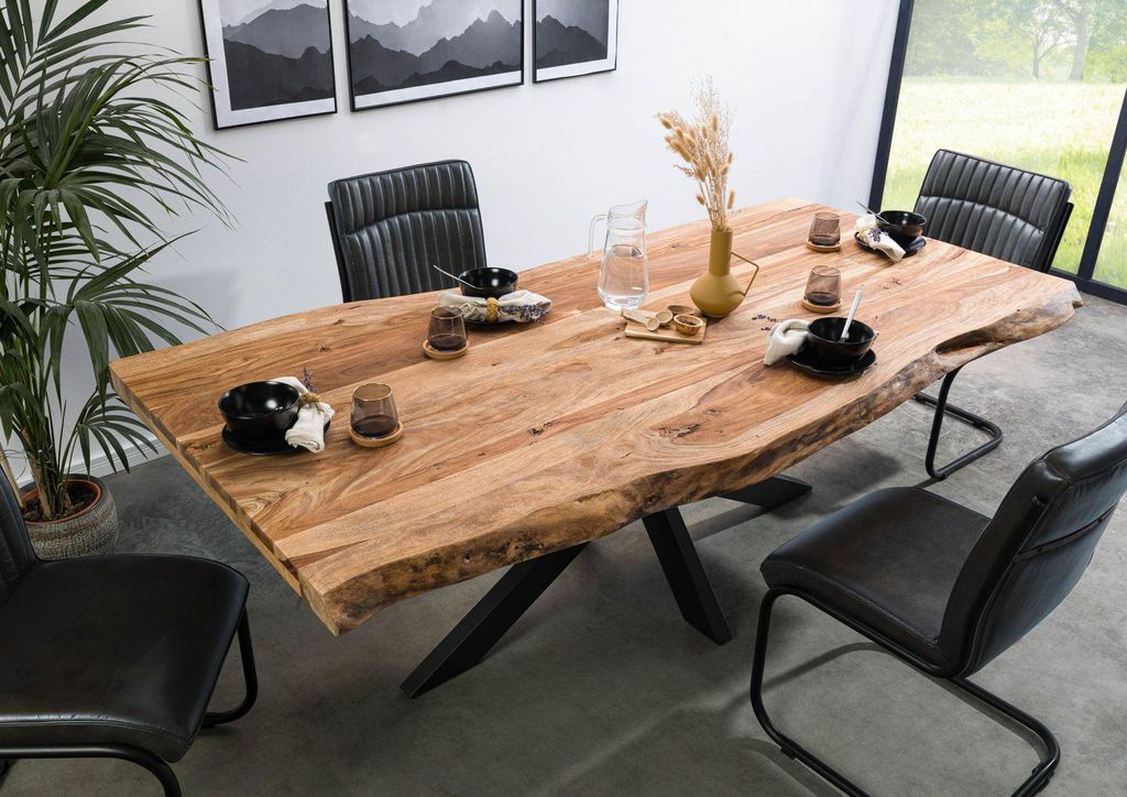 MASSIVMOEBEL24.DE Baumtisch Sheesham 180x90x77 natur Produktbild 