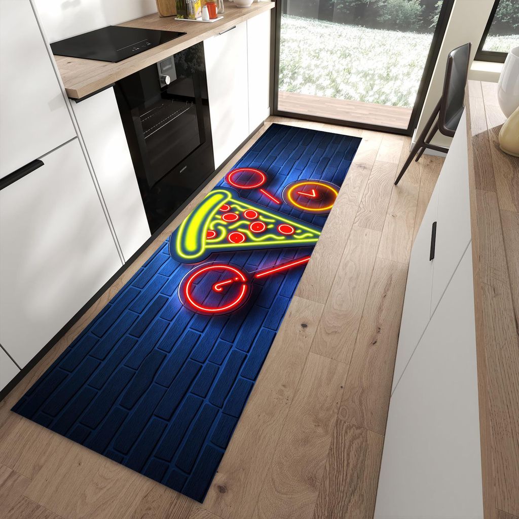 Küchenteppich 80x280cm rutschfest & abwischbar PVC Läufer - Pizzalieferservice