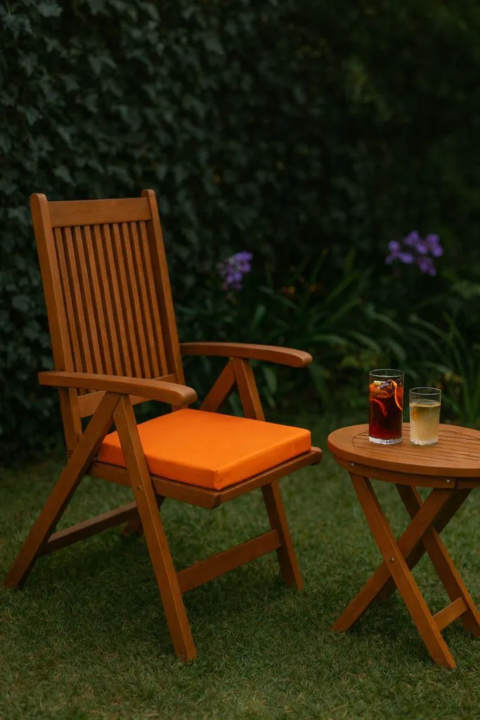 Cuscino Sedia Giardino 40x40 Arancione Set 2 Pezzi - Imbottitura 4cm Extra - 7