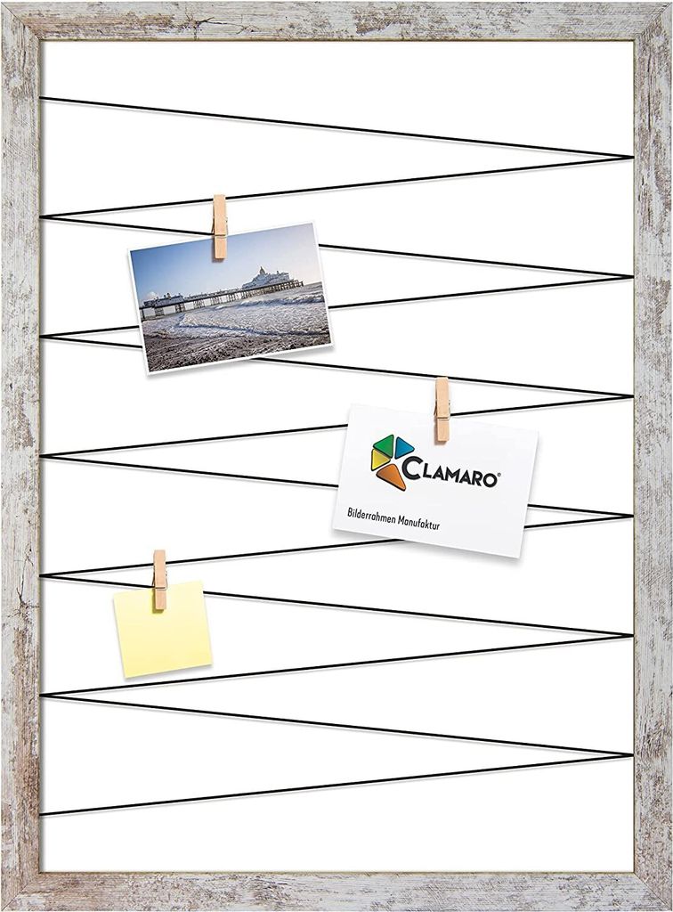 Fotohalter Pinnwand Fotorahmen Bilderrahmen 20 Holzklammer CLAMARO Collage Flex, Flex Größe:40x60, Flex Farbe:Vintage Weiß