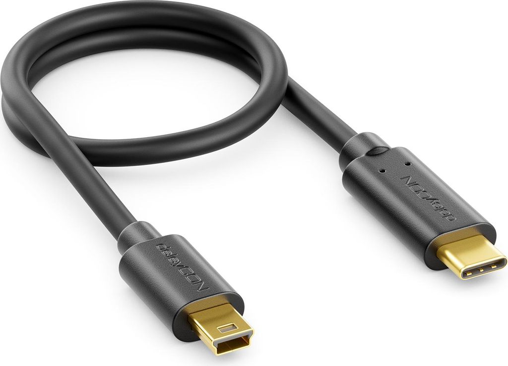 deleyCON 0,30m Mini USB 2.0 High Speed Kabel USB-A auf Produktbild 