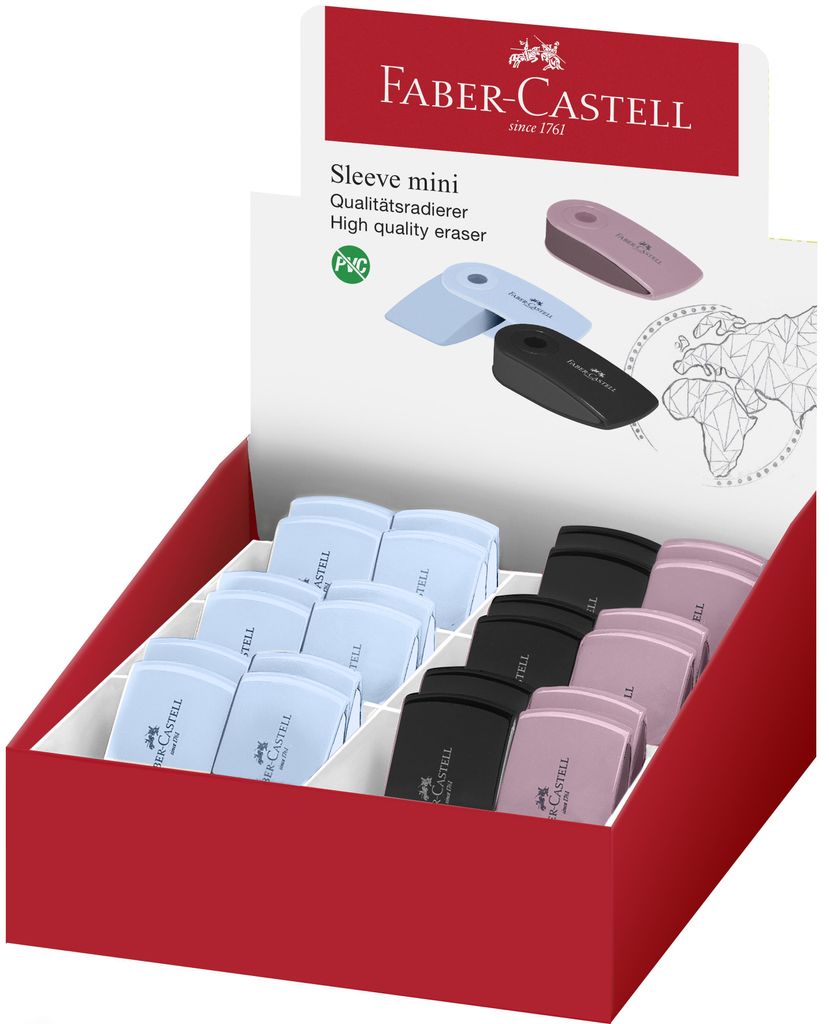 FABER-CASTELL Radierer Sleeve Mini New Ha. Farben 24x Produktbild 