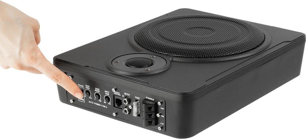 Auto Subwoofer - Aktiver Untersitz-Subwoofer - 300 W - Integrierter Verstärker - Ultraflach - 30–100 Hz - 31,5×24×7,6 cm - Schwarz