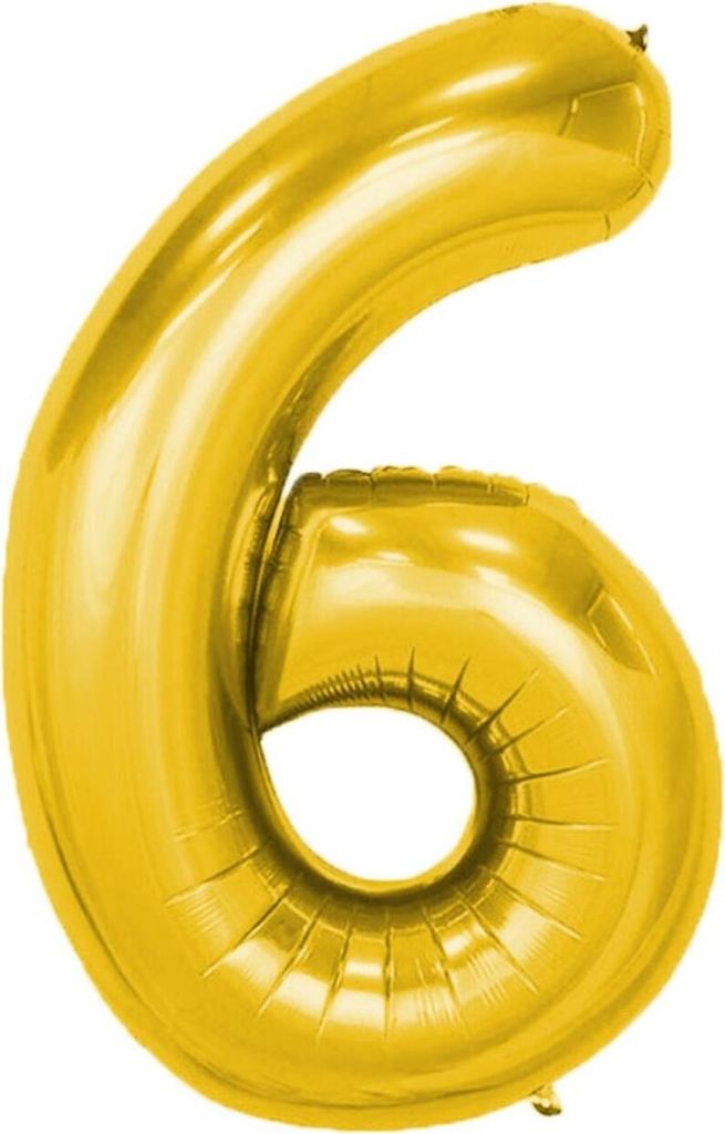 Palloncino in foil numero 6, circa 100 cm, oro Immagine del prodotto 
