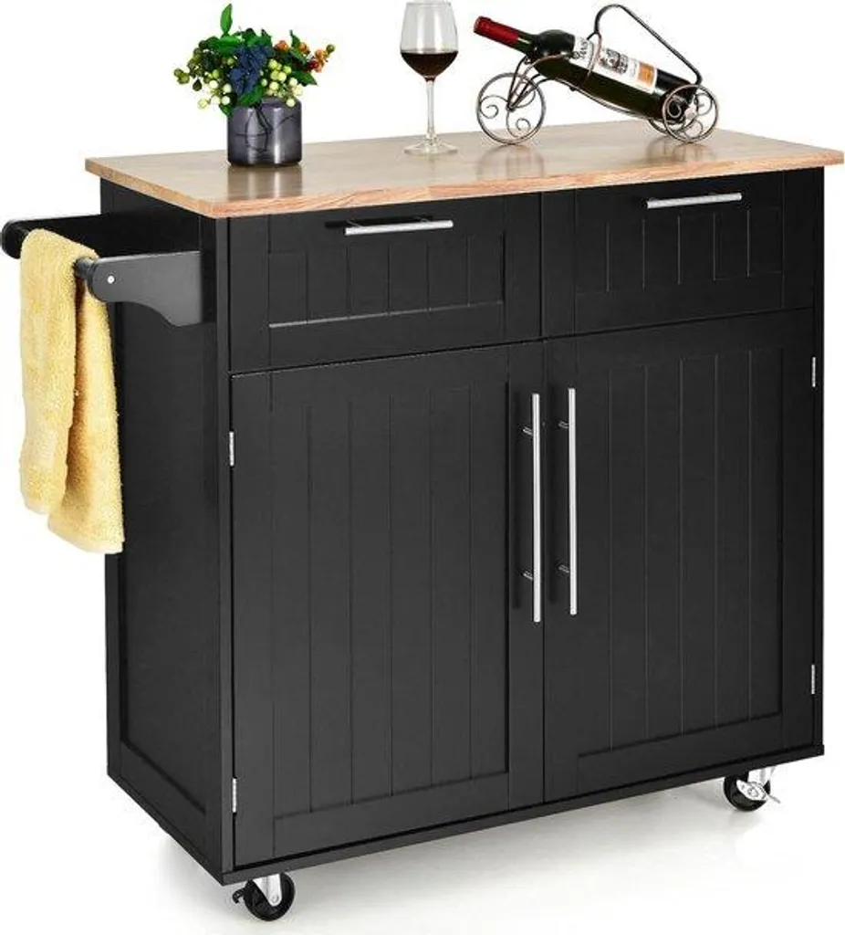 Meuble d'appoint de cuisine gain de place avec roulettes et placard