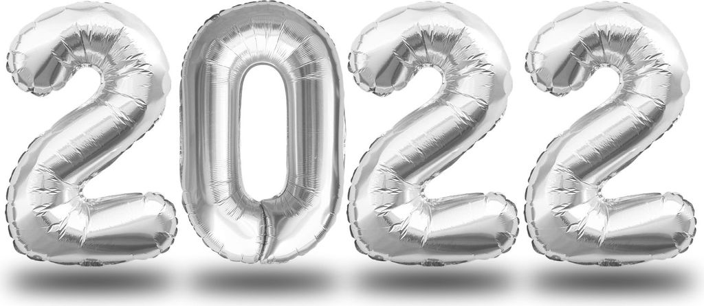 Oblique Unique Folien Luftballon Zahl 2022 Silvester Neujahr Party Deko Ballons Zahlenballons - silber