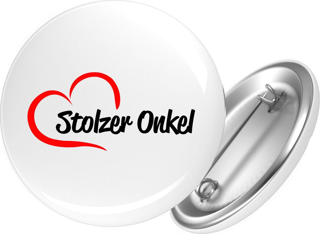 Huuraa Button Stolzer Onkel Herz 25mm rund mit Sicherheitsnadel Ansteckbutton Geschenkidee