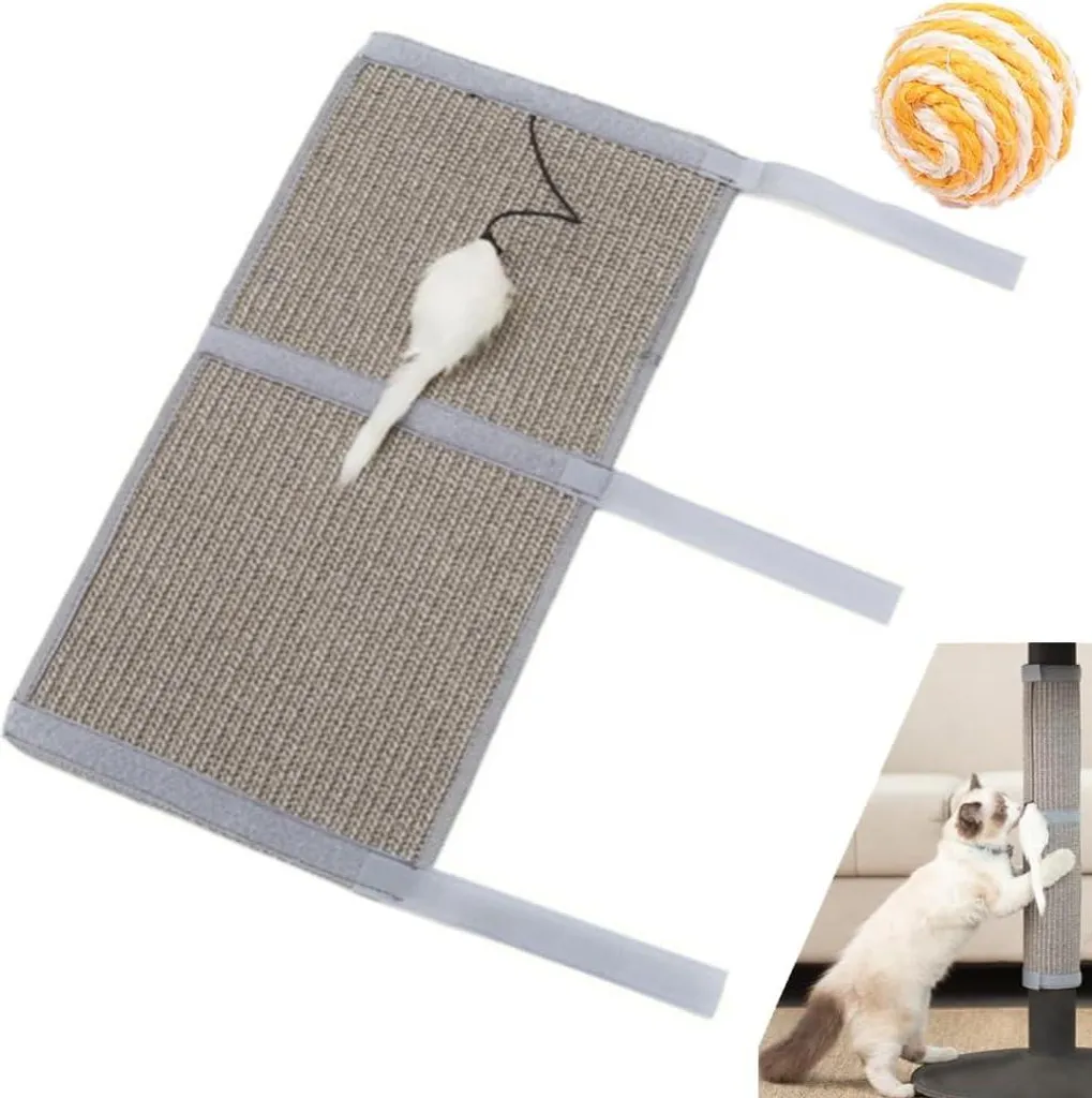 Protège Meuble Contre Griffures Chat - Tapis Sisal 63x25cm avec Jouets