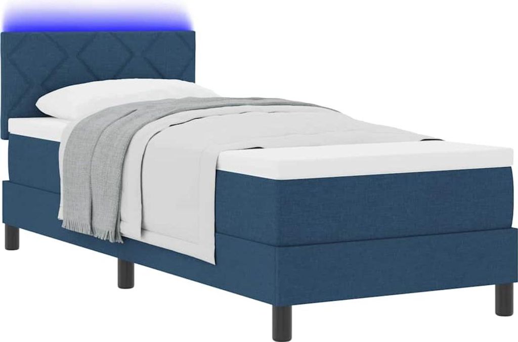 Boxspringbett mit Matratze mit LED Blau 80 x 200 cm Stoff