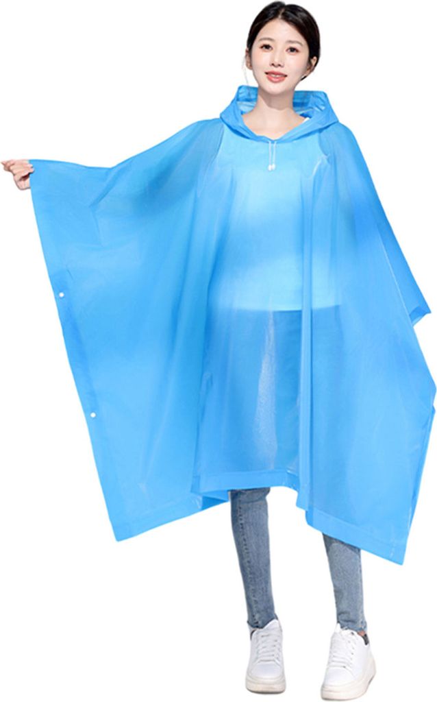 2 Stück Regenponcho Transparent Wasserdichte Regenmantel, Produktbild 