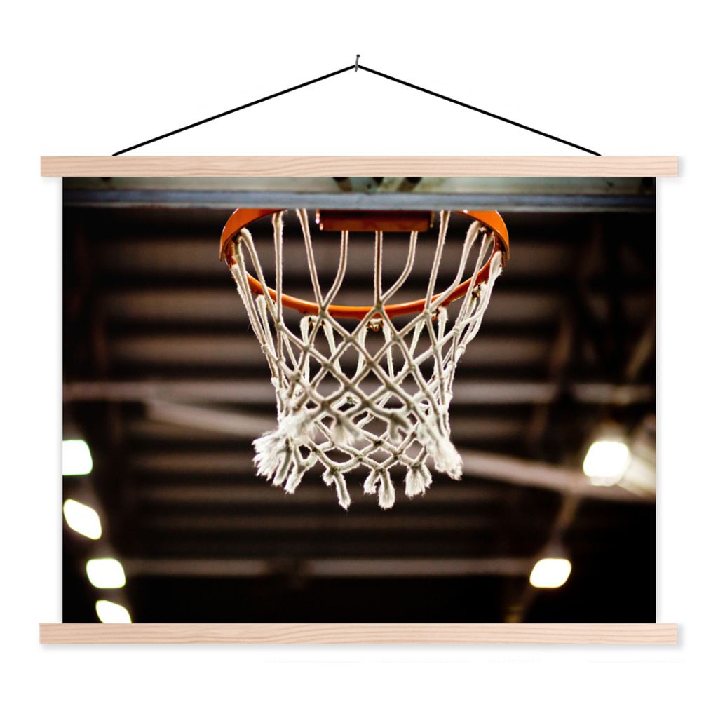 MuchoWow® Textilposter Ein Basketballnetz aus einem Korb Produktbild 