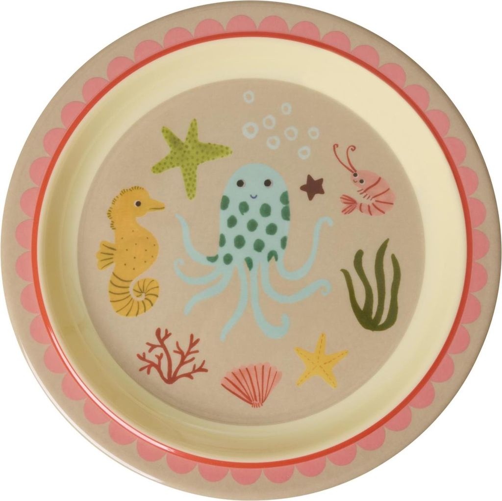 Rice Melamin Kinderteller - Coral Ocean Print Ø 22cm