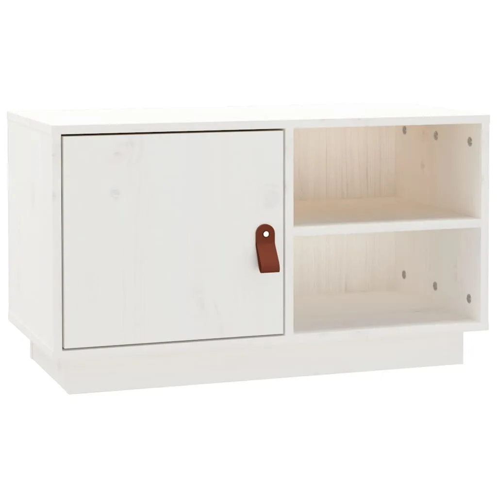 Mobiletto TV Bianco 70 cm in Legno Massiccio Pino | Stile Nordico