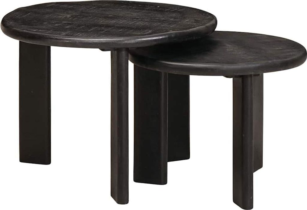 Nesting-Couchtische 2 pcs Weiß Massivholz Mango