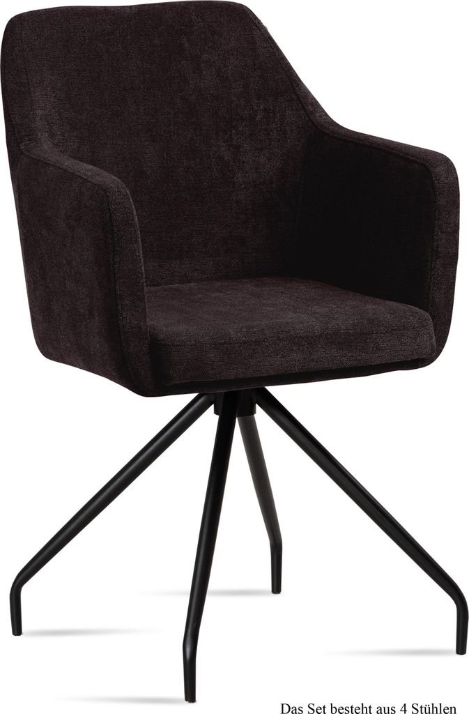 Armlehnstuhl (4er-Set) Dijana 57x87x60 Schwarz/Espresso