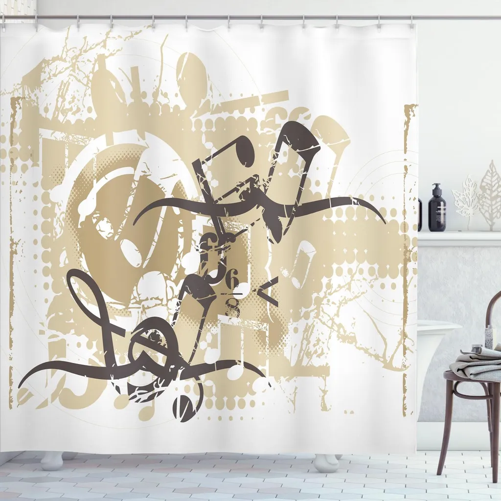 Miglior Prezzo Tenda Doccia ABAKUHAUS Musica 175x180 Bianco/Marrone
