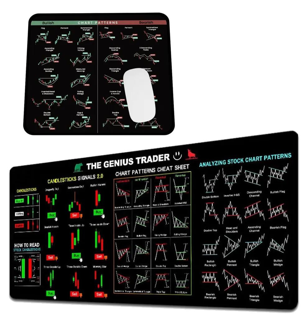 Tapis de souris analyse financière et trading 80x30 cm idéal télétravail