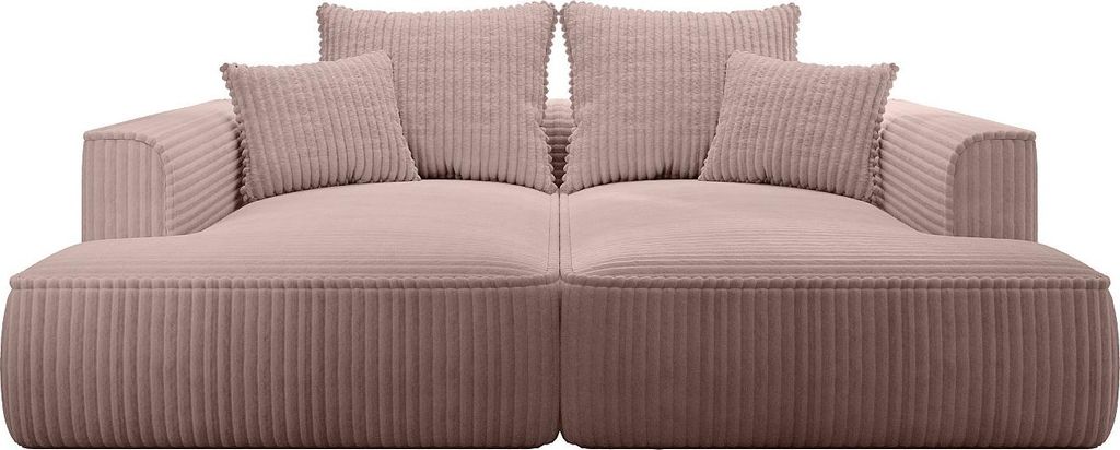 3-Sitzer-Sofa mit tiefem Sitz aus breitem Rippenkord in Puderrosa - PINETA